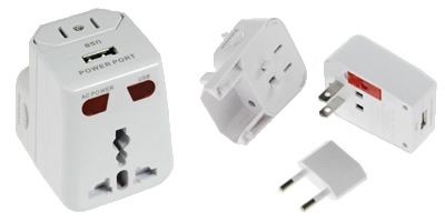 Travel Power Adapter EU US UK Plug + Universal USB Port